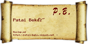 Patai Bekő névjegykártya